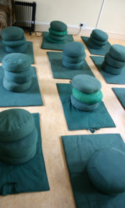 Meditation mats set up for meditation